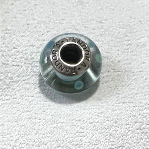 Authentic Retired Pandora Murano Blue Polka Dot Charm